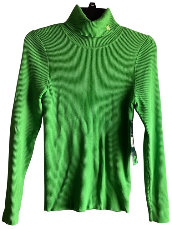 Lauren Ralph Lauren Sweaters - Lauren Ralph Lauren Green Ribbed Turtleneck Sweater lime green